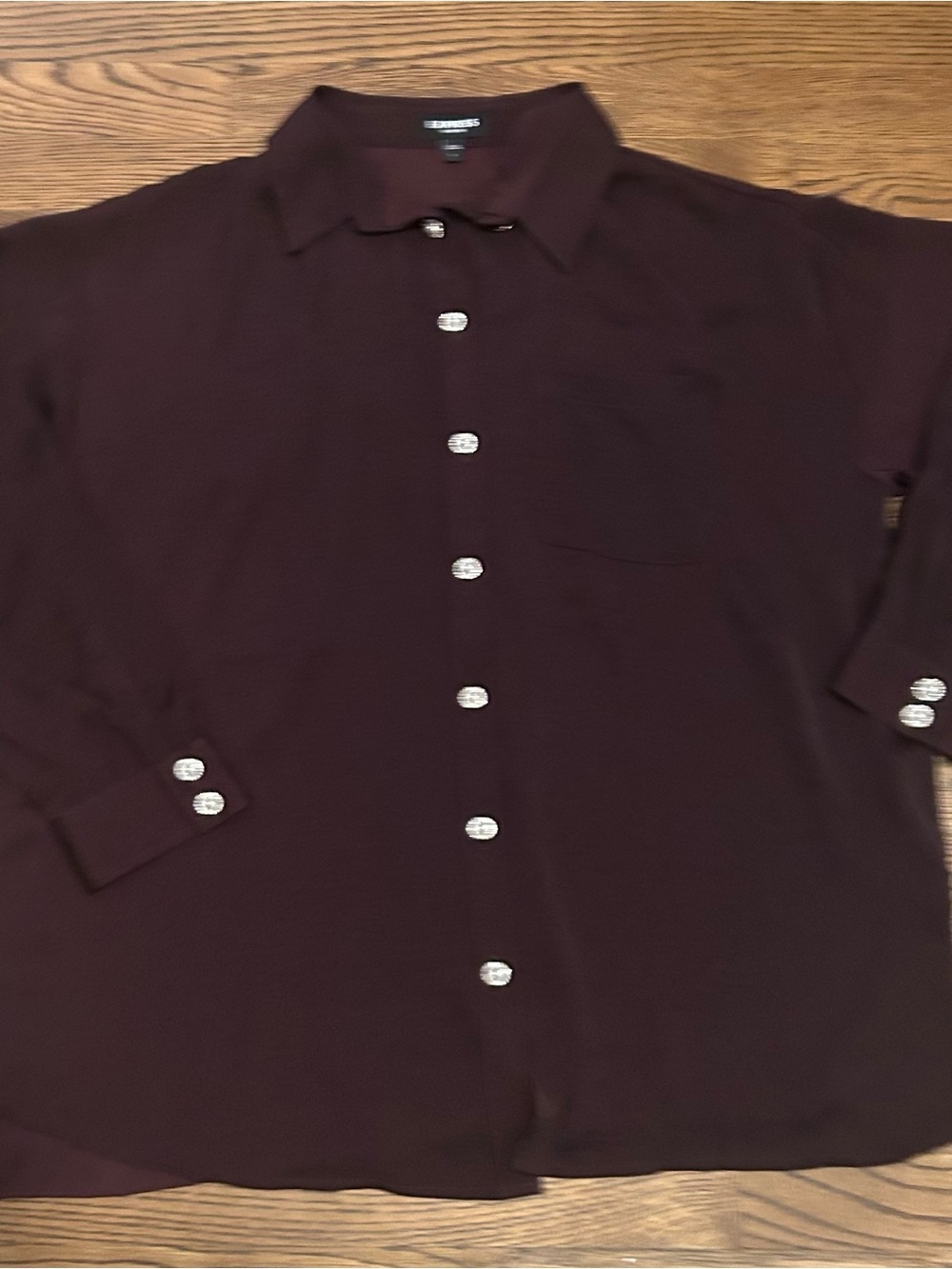 Express Women's Fall Button-Down Shirt in Plum with rhinestone buttons 0153